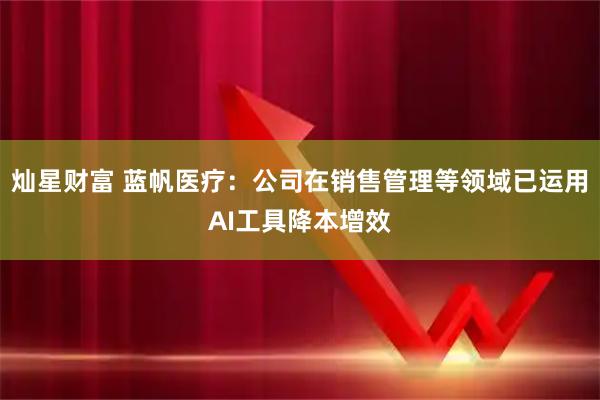 灿星财富 蓝帆医疗：公司在销售管理等领域已运用AI工具降本增效